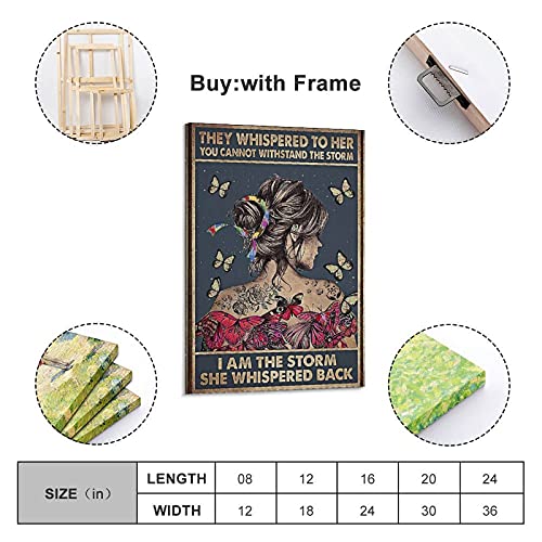 Póster de lienzo con texto "They Whispered to Her You Can T Withstand The Storms" (50 x 75 cm)