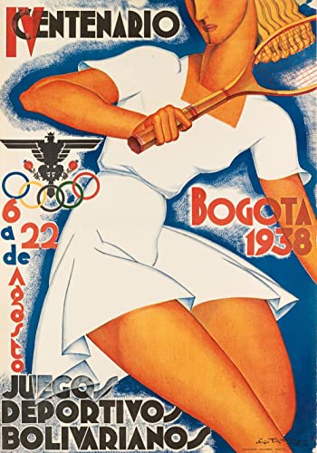 Póster de Tennis Juegos Olímpicos Bogotá 1938 Reproducción - Formato 50 x 70 cm Papel Luxe 300 GR - Venta de archivo digital HD Posible Nosotros Consulter