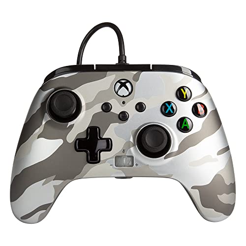 Power A - Mando con cable, salida de audio y botones programables, de color gris camuflaje para Xbox One, Xbox serie X y Windows 10 (Xbox Series X)