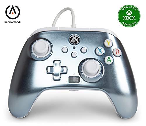 Power A - Mando con cable, salida de audio y botones programables, Metallic Ice para Xbox One, Xbox serie X y Windows 10 (Xbox One)