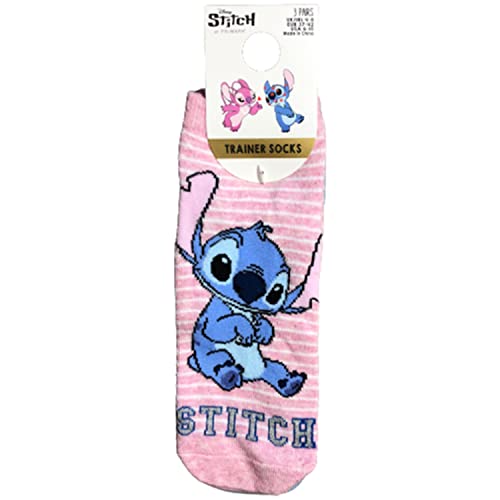 Primark Limited - Pack 3 Calcetines de Lilo y Stitch Rosas con rayas, Gris y Azul - Con Licencia Oficial - para Mujer UK 4-8 EUR 37-42