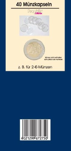 Prophila, 40 cápsulas de Monedas de 26 mm de diámetro Interno para 2 Monedas de Euro