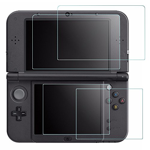Protector de Pantalla para New Nintendo 3DS XL, AFUNTA 2 Packs Cristal Templado para la Pantalla Superior y 2 Packs HD Claro los Films de PET para la Pantalla Táctil Inferior