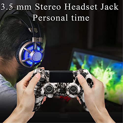 PS4 Bluetooth Inalámbrico Game Mandos con Dual Vibración 600mAh Battery 3.5mm Audio Jack Speaker Touch Panel Mando Inalámbrico para Playstation 4 /PS4 Slim/PS4 Pro (Color : Skull)