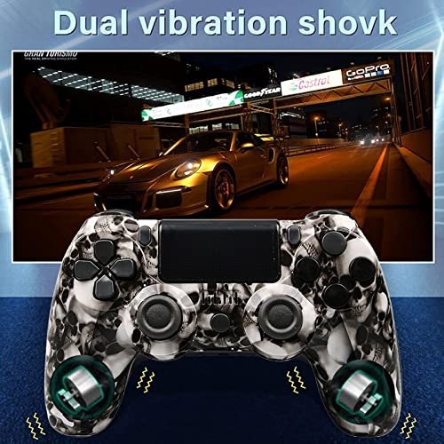 PS4 Bluetooth Inalámbrico Game Mandos con Dual Vibración 600mAh Battery 3.5mm Audio Jack Speaker Touch Panel Mando Inalámbrico para Playstation 4 /PS4 Slim/PS4 Pro (Color : Skull)