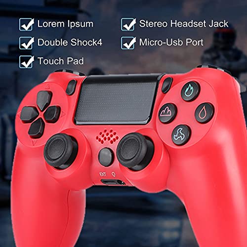 PS4 Controlador Inalámbrico para Playstation 4 Pro Slim 6 Axis Gyro Sensor Bluetooth Mando Game Mandos con Dual Vibración Audio Touch Panel (Color : Red)