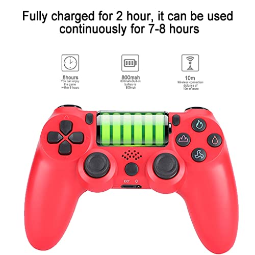 PS4 Controlador Inalámbrico para Playstation 4 Pro Slim 6 Axis Gyro Sensor Bluetooth Mando Game Mandos con Dual Vibración Audio Touch Panel (Color : Red)