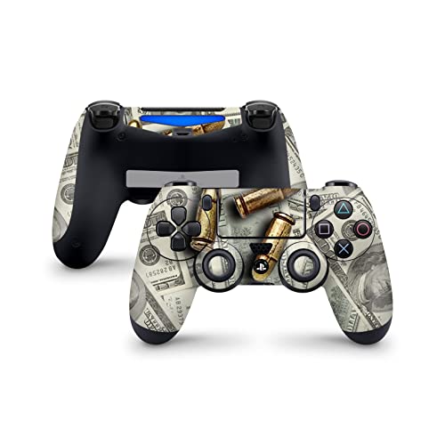 PS4 Controller Skin de 46 North Design, 3M Technology, Gangster Cash Money Bullet Mafia Guman Outlaw Desperado Gang Fight, Apto Para PS4 Regular, Pro, Slim Controladores, Fabricado en Canadá