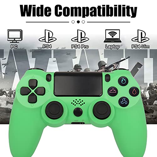 PS4 Mando Bluetooth Inalámbrico Game PS4 Mandos Joystick con 6 Axis Gyro Sensor Dual Vibración Audio Micrófono Touch Panel para Playstation 4/Pro/Slim (Color : Green)