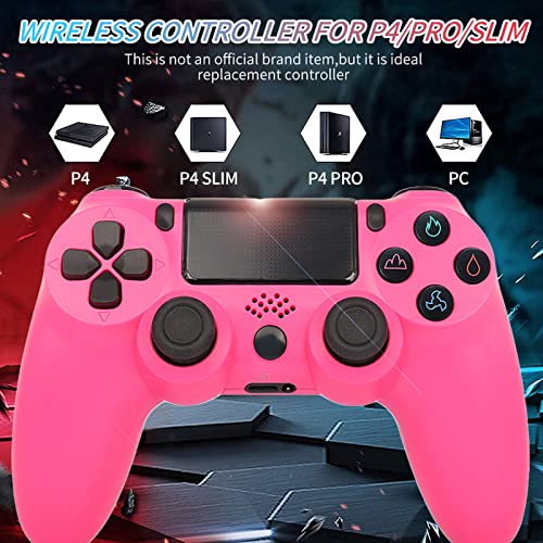 PS4 Mando inalámbrico Controlador Bluetooth de Panel táctil con Dual Vibración 6 Axis Gyro Sensor Audio Touch Panel Game Mandos para Playstation 4 Pro Slim (Color : Pink)