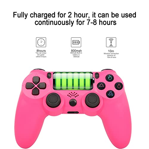 PS4 Mando inalámbrico Controlador Bluetooth de Panel táctil con Dual Vibración 6 Axis Gyro Sensor Audio Touch Panel Game Mandos para Playstation 4 Pro Slim (Color : Pink)