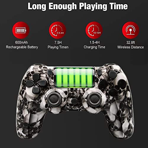 PS4 Mando Inalámbrico Controlador De Joystick Mando Game con Motores De Movimiento Función De Audio Indicador LED Vibración Dual para Playstation 4 Slim Pro (Color : Skull)