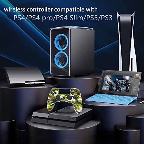 PS4 Mando Inalámbrico Game Mando Joystick con Touch Panel Audio Dual Vibración 6 Axis Bluetooth Controlador para Playstation 4/PS4 Pro/PS4 Slim/PS3/PS5 (Color : Army Green)