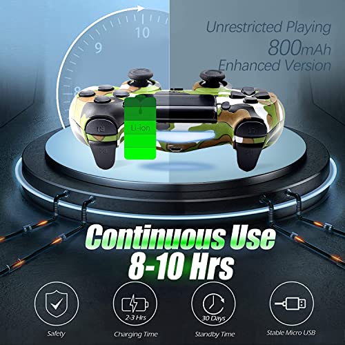 PS4 Mando Inalámbrico Game Mando Joystick con Touch Panel Audio Dual Vibración 6 Axis Bluetooth Controlador para Playstation 4/PS4 Pro/PS4 Slim/PS3/PS5 (Color : Army Green)