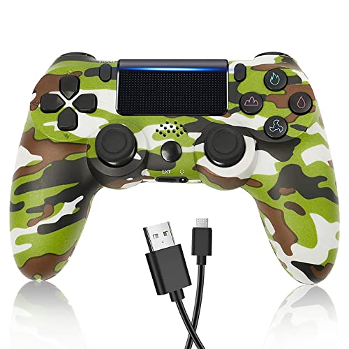 PS4 Mando Inalámbrico Game Mando Joystick con Touch Panel Audio Dual Vibración 6 Axis Bluetooth Controlador para Playstation 4/PS4 Pro/PS4 Slim/PS3/PS5 (Color : Army Green)