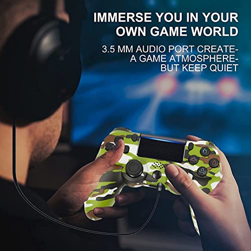 PS4 Mando Inalámbrico Game Mando Joystick con Touch Panel Audio Dual Vibración 6 Axis Bluetooth Controlador para Playstation 4/PS4 Pro/PS4 Slim/PS3/PS5 (Color : Army Green)
