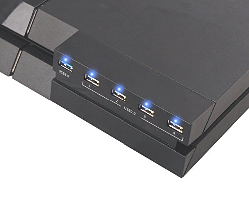 PS4 Ventilador de Refrigeración & Hub USB 3.0 5-Puertos - ElecGear Ventiladores de Control De La Temperatura, USB Extension Adaptador con 5 luces del indicador LED para PlayStation 4