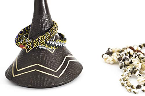 Pulsera de tela 100% wax fabricada en Francia de tipo africano, azul, blanco y amarillo. Joya colorida elegante hecha a mano, idea de regalo original para mujer.