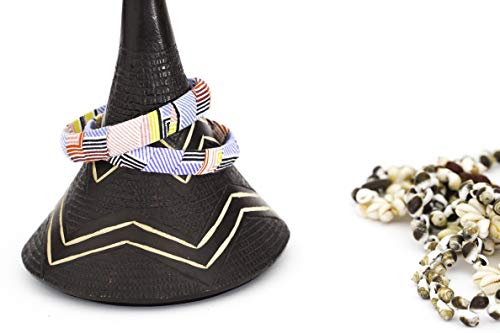 Pulsera de tela 100% wax fabricada en Francia de tipo africano, azul, rojo, amarillo y blanco. Joya colorida elegante hecha a mano, idea de regalo original para mujer.