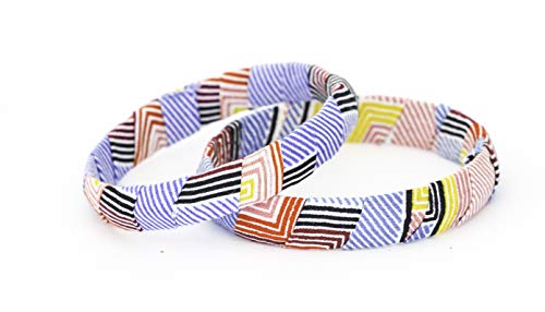 Pulsera de tela 100% wax fabricada en Francia de tipo africano, azul, rojo, amarillo y blanco. Joya colorida elegante hecha a mano, idea de regalo original para mujer.