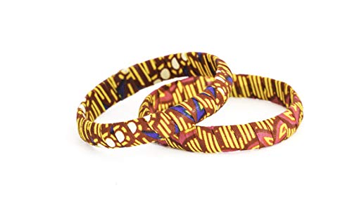 Pulsera de tela 100% wax fabricada en Francia de tipo africano, azul, rojo, amarillo y verde. Joya colorida elegante hecha a mano, idea regalo original para mujer Boutique Mansaya