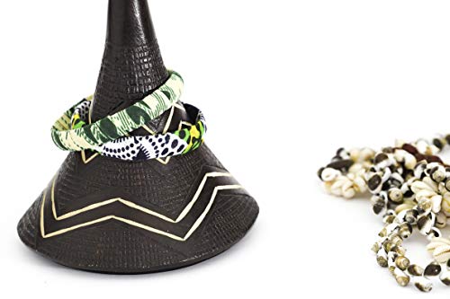 Pulsera de tela 100% wax fabricada en Francia de tipo africano, verde, blanco, amarillo y negro. Joya colorida elegante hecha a mano, idea de regalo original para mujer.