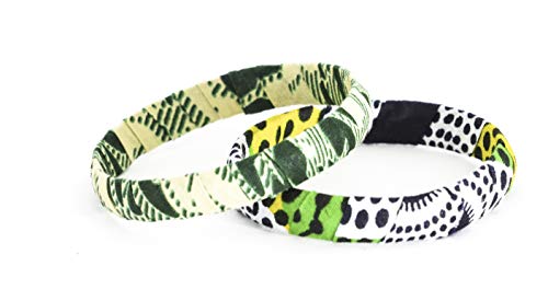 Pulsera de tela 100% wax fabricada en Francia de tipo africano, verde, blanco, amarillo y negro. Joya colorida elegante hecha a mano, idea de regalo original para mujer.