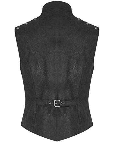 Punk Rave Hombre Steampunk Militar Chaleco Top Negro Dieselpunk Gótico Armadura Distópico Apocalpytic Ejército Piel Sintética WY-1242 - Negro, S