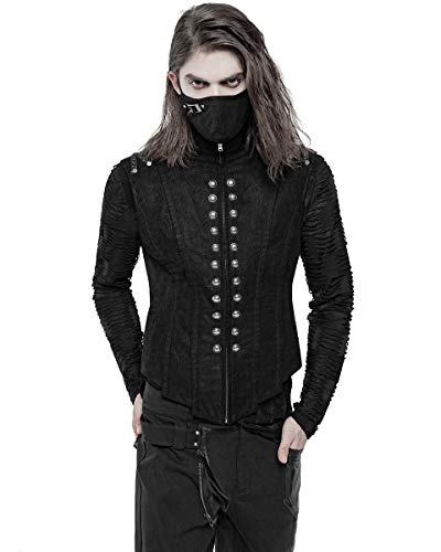 Punk Rave Hombre Steampunk Militar Chaleco Top Negro Dieselpunk Gótico Armadura Distópico Apocalpytic Ejército Piel Sintética WY-1242 - Negro, S