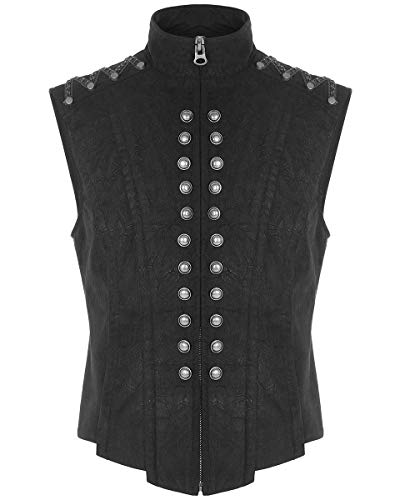 Punk Rave Hombre Steampunk Militar Chaleco Top Negro Dieselpunk Gótico Armadura Distópico Apocalpytic Ejército Piel Sintética WY-1242 - Negro, S