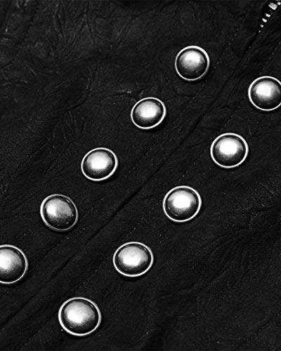 Punk Rave Hombre Steampunk Militar Chaleco Top Negro Dieselpunk Gótico Armadura Distópico Apocalpytic Ejército Piel Sintética WY-1242 - Negro, S