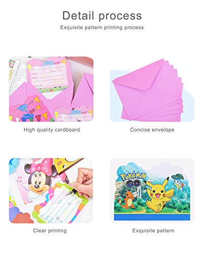 Qemsele Invitaciones para Niños, 30 Inglés Tarjetas de Invitación con Sobres para infantile Chicas Fiesta de Cumpleaños Baby Shower Decoraciones Suministros de Fiesta (LOL)
