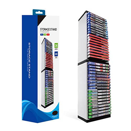 QERMULA Host Game Disk Tower Storage Rack Store 36 Discos de Juego para PS4 PS5 Switch XboxOne Host Game Disk Tower Storage Rack