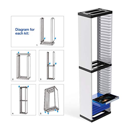 QERMULA Host Game Disk Tower Storage Rack Store 36 Discos de Juego para PS4 PS5 Switch XboxOne Host Game Disk Tower Storage Rack