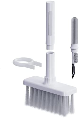 QiJi-Home 5 in 1 Multifunction Cleaning Tool Kit Dust Extractor and Multi-Function Brush, Double Head Design Dust Remover Pen, Keyboard Dust Remover Brush with Cleaning Pen (Gray)