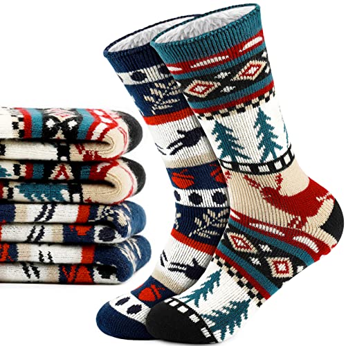 QINCAO Calcetines Térmicos Invierno Mujer 2 Pares de Navidad Calcetines Calor Suave Cómodo Largos (Talla Universal)