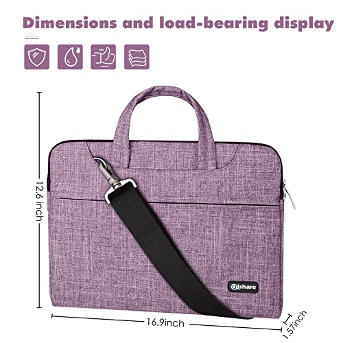 Qishare 15.6 16 Pulgadas Multifuncional portátil Hombro Bolsa maletín portátil de Ordenador portátil Caso Portador de la Ordenador portátil Messenger Caso(15.6 16 Pulgadas, Líneas púrpuras)