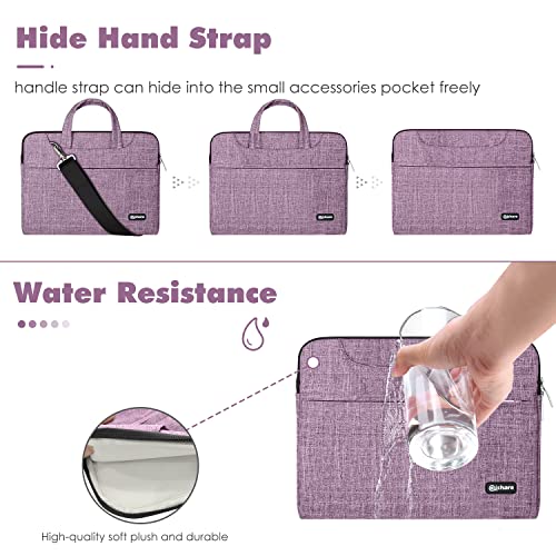 Qishare 15.6 16 Pulgadas Multifuncional portátil Hombro Bolsa maletín portátil de Ordenador portátil Caso Portador de la Ordenador portátil Messenger Caso(15.6 16 Pulgadas, Líneas púrpuras)