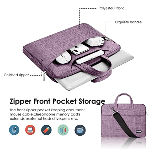 Qishare 15.6 16 Pulgadas Multifuncional portátil Hombro Bolsa maletín portátil de Ordenador portátil Caso Portador de la Ordenador portátil Messenger Caso(15.6 16 Pulgadas, Líneas púrpuras)