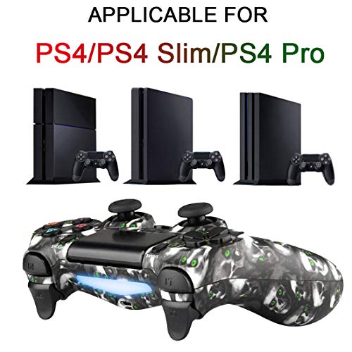 QLOVE Controlador Playstation 4, PowerLead Gamepad inalámbrico Mando para PS4/PS4 Slim/PS4 Pro y PS3/PC Joypad con Juego de vibración Dual Control Remoto Joystick,Skull