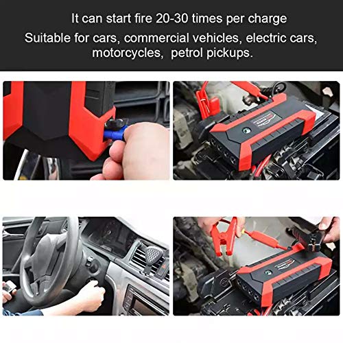QMZDXH Car Jump Starter Power Pack, 600A 98900mAh Cargador de Batería Portátil para Automóvil 12v Jump Starter para Automoción/Motocicleta/Barco/Teléfono