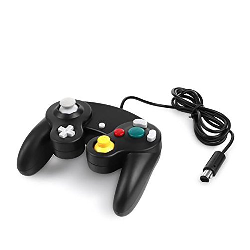 QUMOX 2 x Controlador mando de juego con cable clásico joypad gamepad para gc y wii, Negro