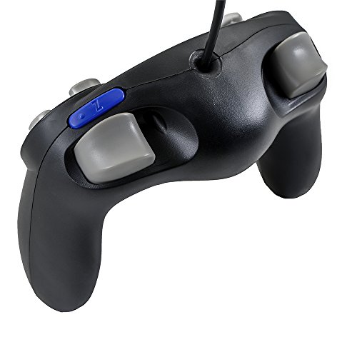 QUMOX 2 x Controlador Mando de Juego con Cable clásico Joypad Gamepad para gc y Wii, Negro (función Turbo Lenta)