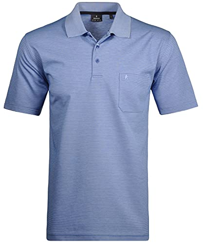 Ragman - Polo de punto suave para hombre, diseño a rayas, color azul, L