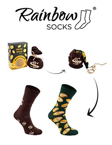 Rainbow Socks - Hombre Mujer Divertidos Calcetines Bolsas Con Dinero - 1 Par - Talla 36-40