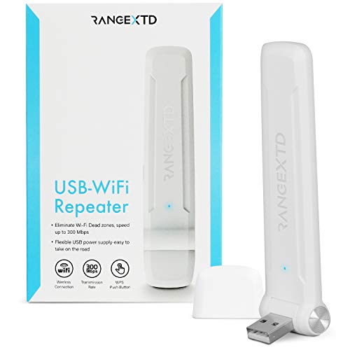 RangeXTD Repetidor USB - Adaptador inalámbrico a internet para PC y portátiles | Adaptador wireless 300 Mbps | Pincho WiFi de doble antena 2.4Ghz | Aaptador WiFi USB portátil | Amplía la Wifi a 90m2