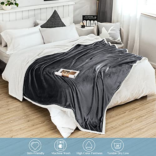 RATEL Mantas para Sofa Gris 150×200cm, Mantas para Cama Mejorada 460GSM, Manta de Microfibra 100% Supersuave - Fácil De Cuidar- Ligera, Cálida, Cómoda Y Duradera