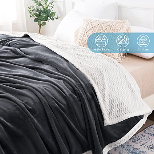 RATEL Mantas para Sofa Gris 150×200cm, Mantas para Cama Mejorada 460GSM, Manta de Microfibra 100% Supersuave - Fácil De Cuidar- Ligera, Cálida, Cómoda Y Duradera