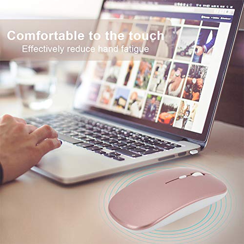 Ratón Inalámbrico Delgado, Bluetooth + Ratón Inalámbrico de Modo Dual 2.4G para Windows 98 / Me / 2000 / XP/Vista/Win 7 / Win8(Oro Rosa)