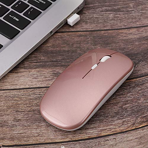 Ratón Inalámbrico Delgado, Bluetooth + Ratón Inalámbrico de Modo Dual 2.4G para Windows 98 / Me / 2000 / XP/Vista/Win 7 / Win8(Oro Rosa)